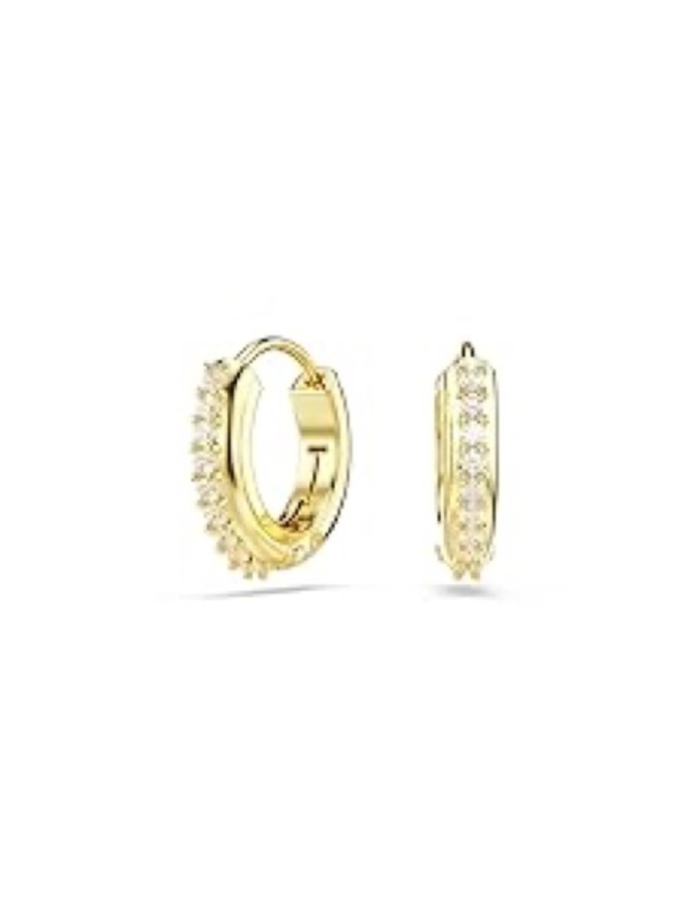 Swarovski Gold Crystal Pavé Huggie Hoop Earrings. Matrix White